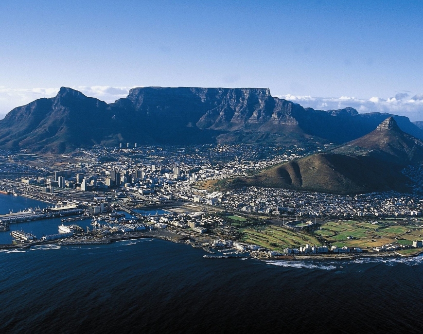 Table Mountain and Cape Town aerial view South Africa