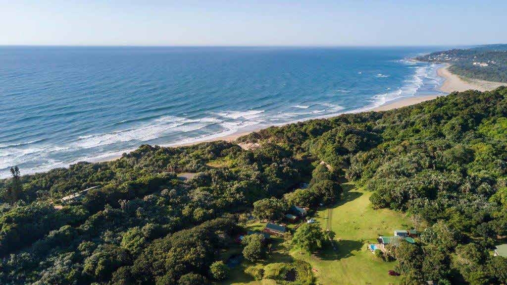 Aerial view of Kingfisher Lakeside Retreat and Mpenjati beach – Joxilox review KZN South Coast