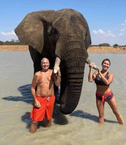 Guests with elephant at Adventure with Elephants – Joxilox October 2024